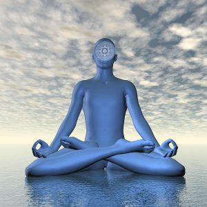 man opening his third eye chakra